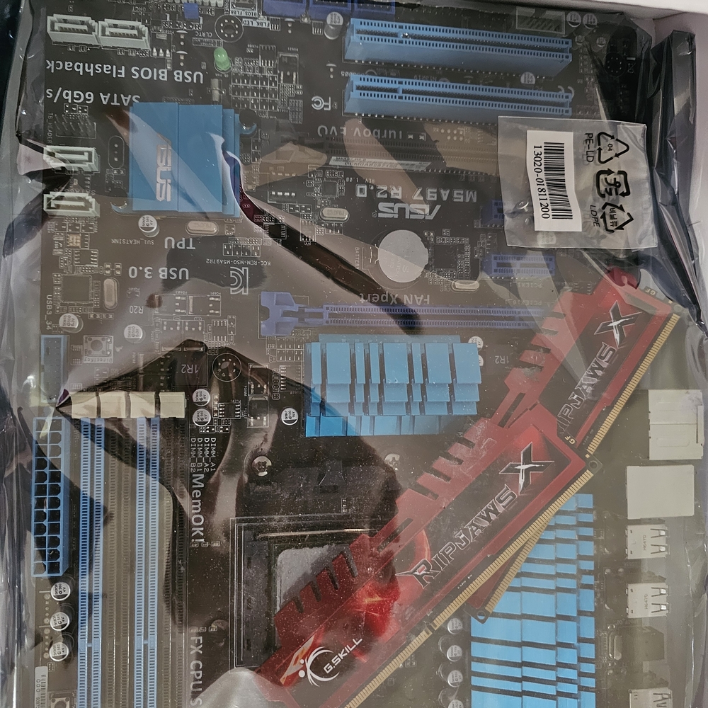 ASUS Motherboard with Blue and Red Highlights